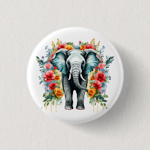 Färgfull Blommigt Elephant Knapp
