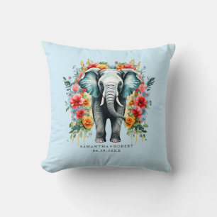 Färgfull Blommigt Elephant Kudde