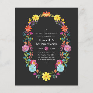 Färgfull Blommigt Fiesta Bridesmaids Luncheon Inbj Flygblad