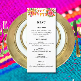 Färgfull Blommigt Fiesta Mexican Bröllop Menu Meny