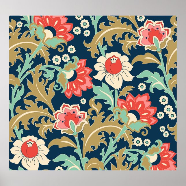 Färgfull Blommigt Folk: Hand plockade Poster (Framsidan)