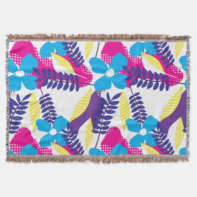 Färgfull Blommigt för Chic & Dot Mönster med Löv Filt (Framsidan)