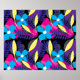 Färgfull Blommigt för Chic & Dot Mönster med Löv Poster