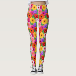Färgfull Blommigt Gerbera Daisy Roligt Chic Botani Leggings