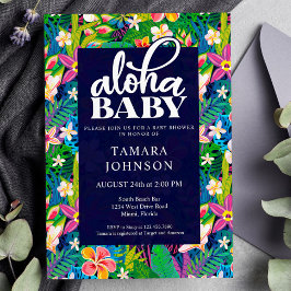 Färgfull Blommigt Hawaiian Luau Aloha Baby Shower Inbjudningar