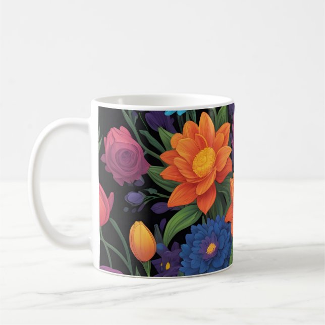 Färgfull blommigt i vår kaffemugg (Vänster)