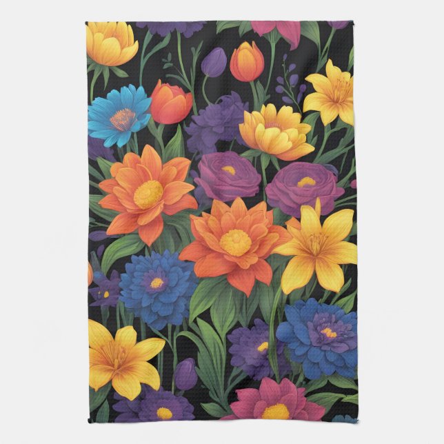 Färgfull blommigt i vår kökshandduk (Vertikal)