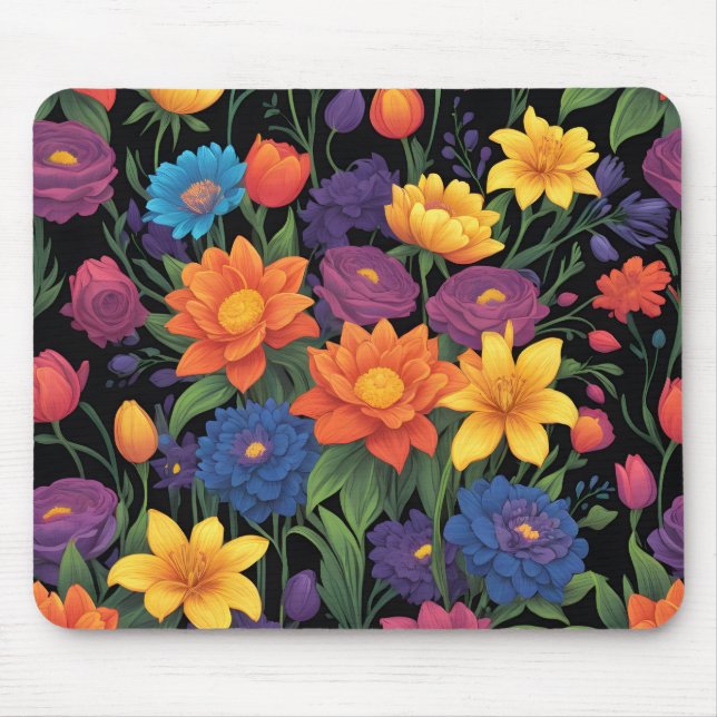 Färgfull blommigt i vår musmatta (Framsidan)