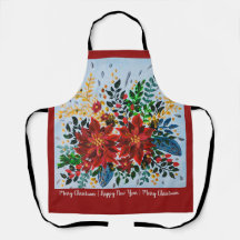 Färgfull Blommigt Jul Poinsettia Apron