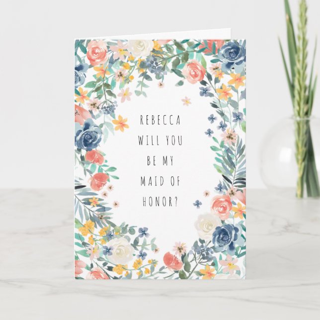 Färgfull Blommigt kommer du att bli min hedersson Kort (Framsida)