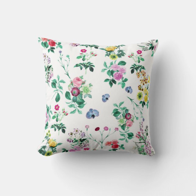 Färgfull Blommigt Kudde (Framsida)