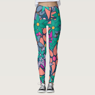 Färgfull Blommigt Leggings