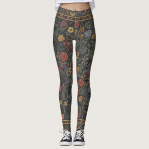 Färgfull Blommigt Matta Mönster Leggings