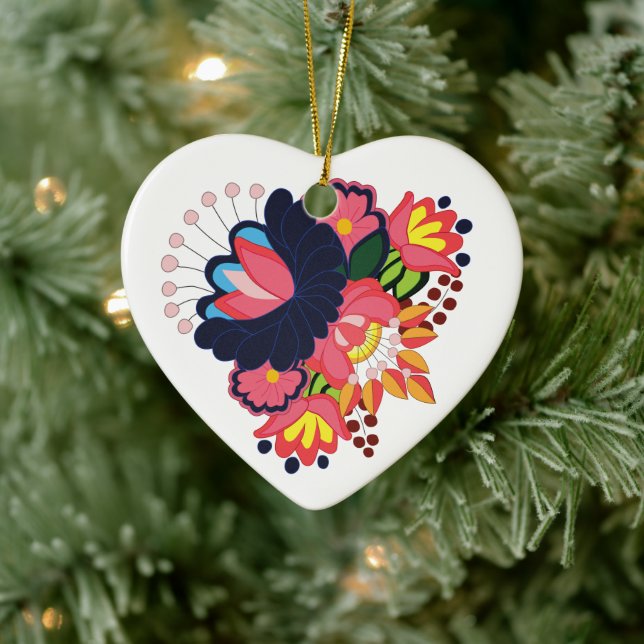 Färgfull Blommigt Matyo Digital Folbroidery Julgransprydnad Keramik (Träd)