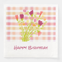 Färgfull Blommigt med Pinks Pappersservett