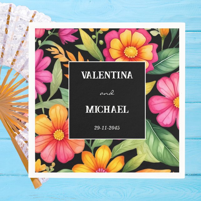 Färgfull Blommigt Mexikanska Fiesta Bröllop Pappersservett (Skapare uppladdad)