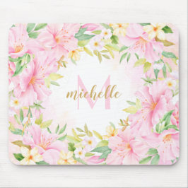 Färgfull Blommigt Monogram vattenfärg Botanisk Ros Musmatta