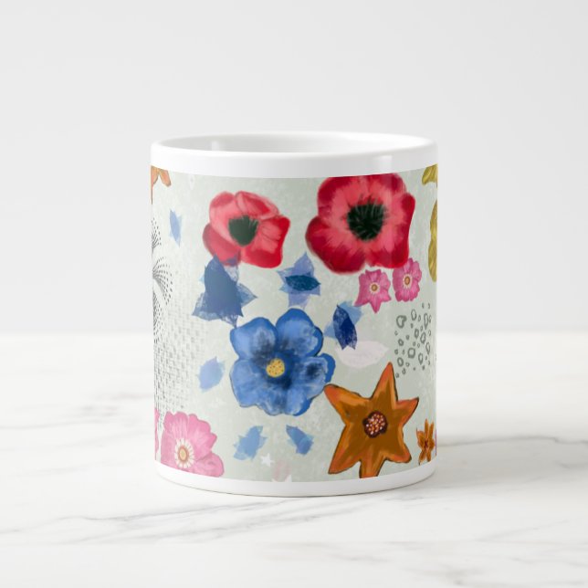 Färgfull Blommigt Mugg Jumbo Mugg (Framsidan)