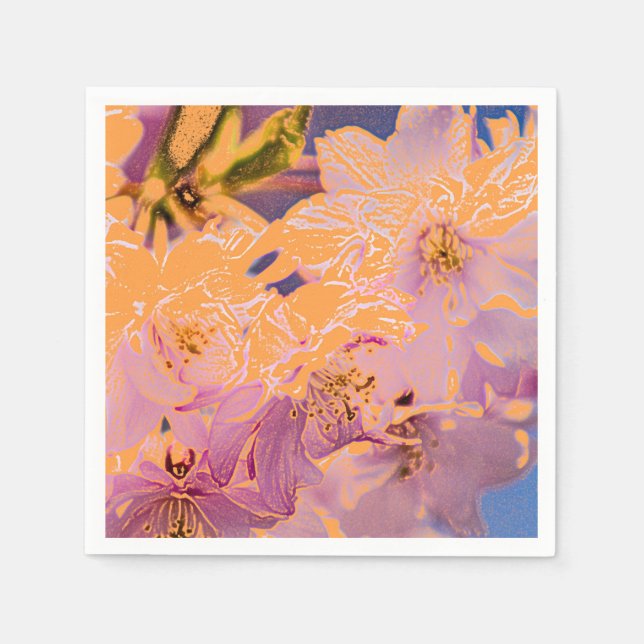 Färgfull Blommigt Pappersservett (Framsidan)