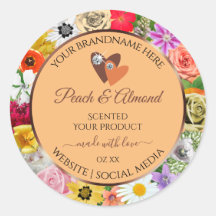 Färgfull Blommigt Peach Product Labels Hearts Jewe