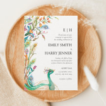 Färgfull Blommigt Peacock Chinoiserie Garden Weddi