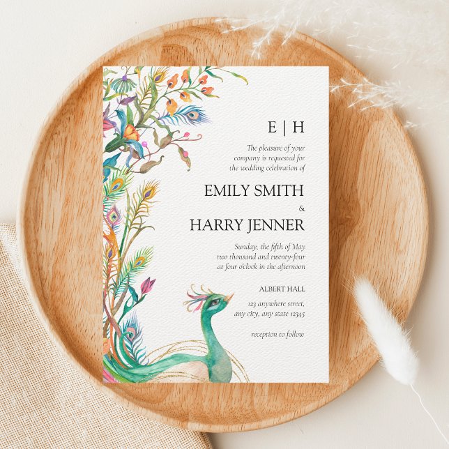 Färgfull Blommigt Peacock Chinoiserie Garden Weddi (Skapare uppladdad)