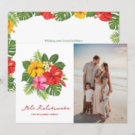 Färgfull Blommigt Photo Mele Kalikimaka Hawaiian Julkort