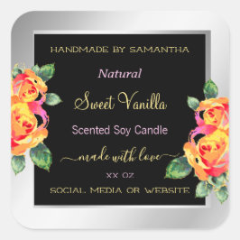 Färgfull Blommigt Produktförpackningsetiketter Sil Fyrkantigt Klistermärke