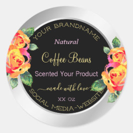 Färgfull Blommigt Produktförpackningsetiketter Sil Runt Klistermärke