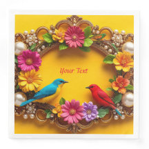 Färgfull Blommigt Ram med vibrant fågel