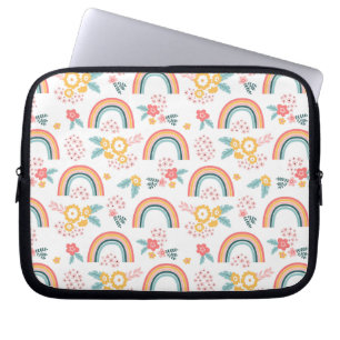 Färgfull Blommigt Regbow Mönster Laptop Fodral