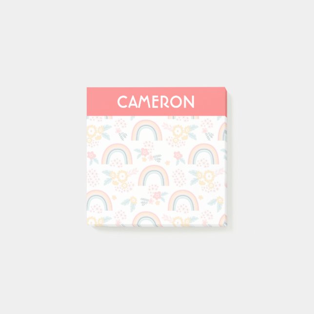 Färgfull Blommigt Regbow Mönster Post-it Block (Framsida)