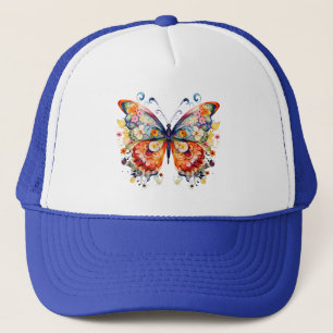 Färgfull Blommigt Retro Butterfly Keps