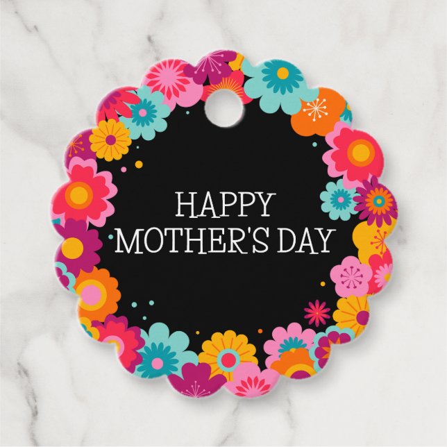 Färgfull Blommigt roligt mors dag Gåvor Etiketter (Framsida)