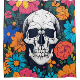 Färgfull, Blommigt Skull Art