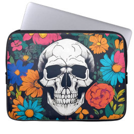 Färgfull, Blommigt Skull Art Laptop Fodral