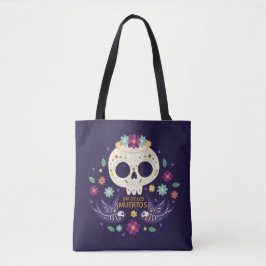 Färgfull Blommigt Skull Dia de Muertos | Tote Bag Tygkasse