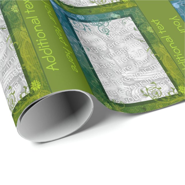 Färgfull Blommigt Swirl Ram Photo Personlig Presentpapper (Rullad Hörn)