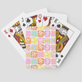 Färgfull Blommigt Tile Botanical Folk Whimsical Casinokort