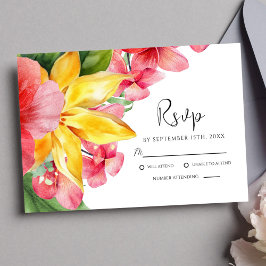 Färgfull Blommigt Tropical Exotic Bröllop OSA Kort