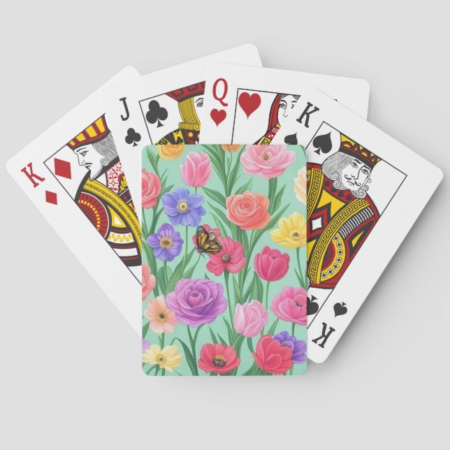 Färgfull Blommigt/Vår Ro Casinokort (Baksidan)