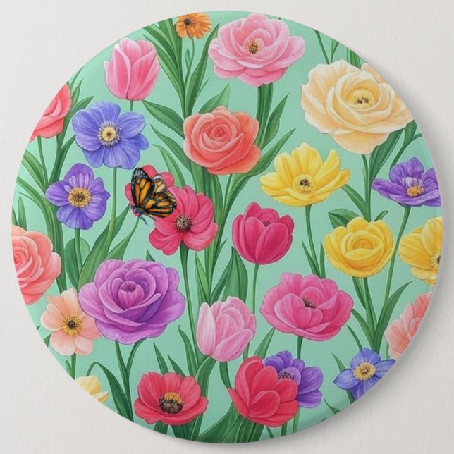 Färgfull Blommigt/Vår Ro Knapp (Framsida)