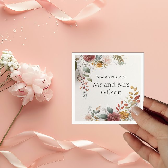 Färgfull bohemisk Blommigt Bröllop Dinner Cocktail Pappersservett (Skapare uppladdad)