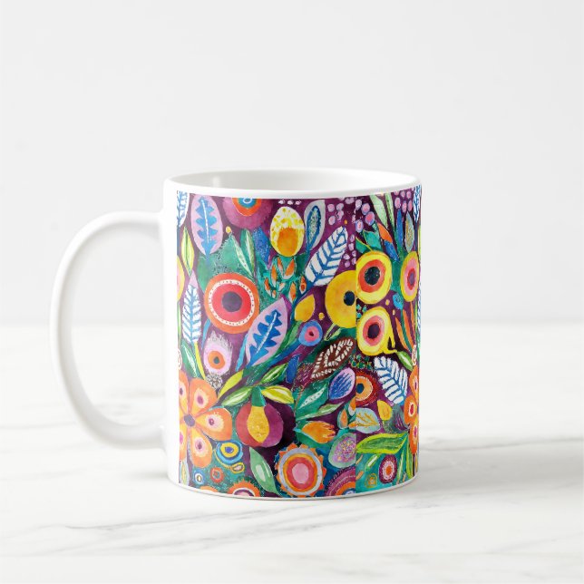 Färgfull bohemisk Blommigt Kaffemugg (Vänster)
