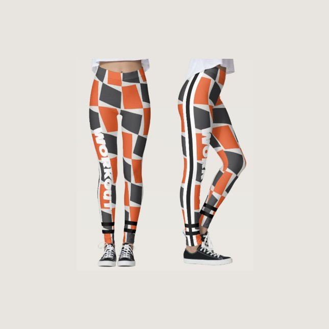 Färgfull boho abstrakt l Orange Black l Workout Leggings (Skapare uppladdad)