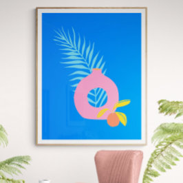Färgfull boho botanisk frukt i blått poster