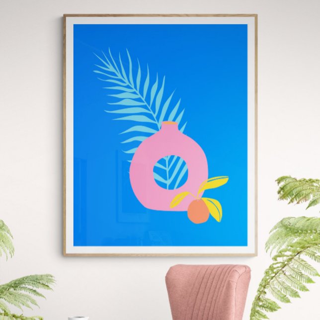 Färgfull boho botanisk frukt i blått poster (Skapare uppladdad)