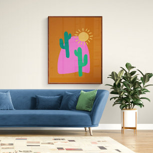 Färgfull Boho Desert Cactus Art Illustration Poster