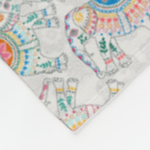 Färgfull boho Elephant Print Blanket Fleecefilt