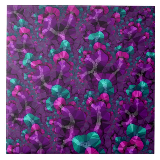 Färgfull Boho Hippie Jewel Tone Low Poly Fractal Kakelplatta (Framsidan)